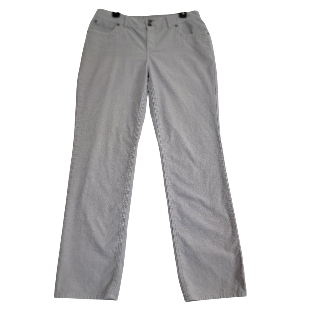 Sonoma Corduroy Pants Womens 8 Grey Modern Straight Leg Stretch Casual Trousers